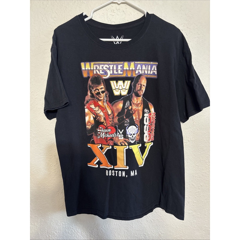 WWE Wrestle Mania 14 1998 Shawn Michaels Stone Cold Graphic T-shirt‎ Size: Large